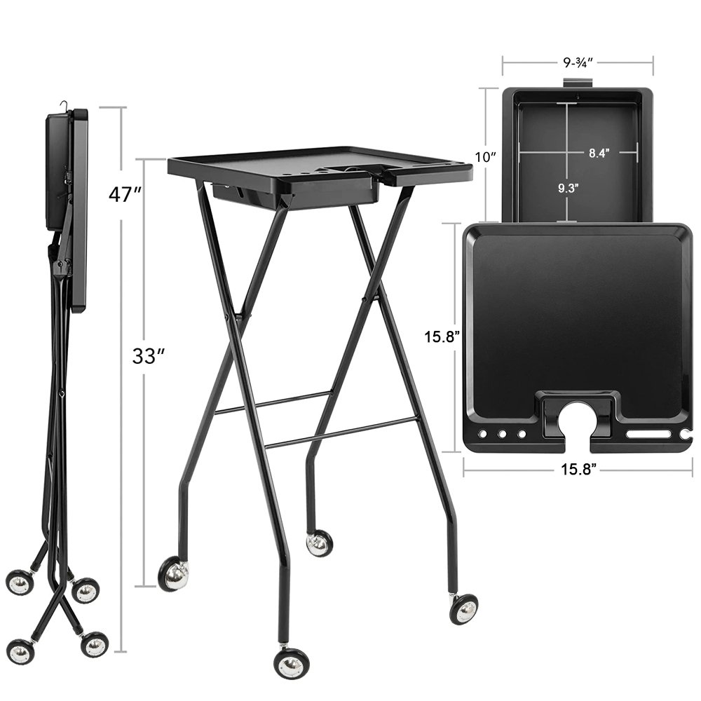 New Design Foldable Hair Salon Trolley for Barber Shop Beauty Hairdresser Storage Tool Cart with Wheels