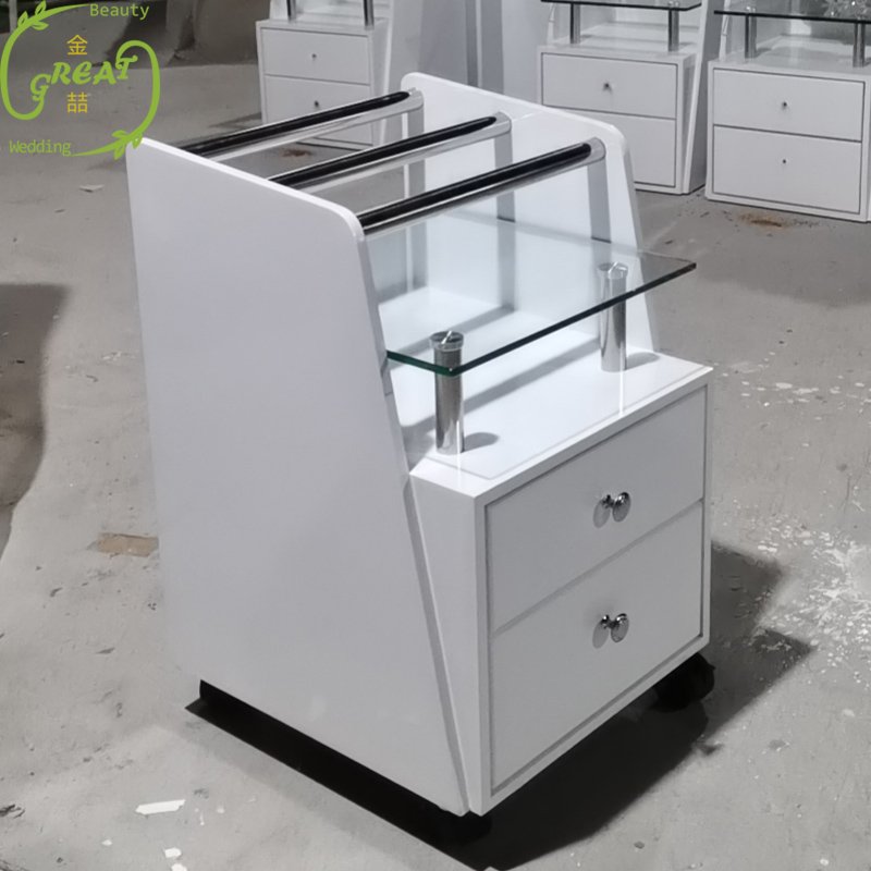 Modern Luxury White Salon Furniture Manicure Pedicure Hairdressing Cart Trolley For Beauty Nail Spa