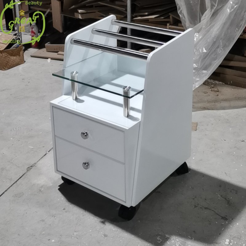 Modern Luxury White Salon Furniture Manicure Pedicure Hairdressing Cart Trolley For Beauty Nail Spa