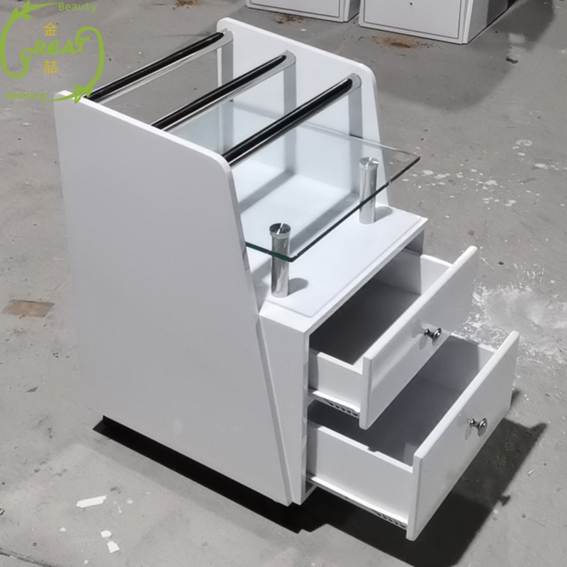 Modern Luxury White Salon Furniture Manicure Pedicure Hairdressing Cart Trolley For Beauty Nail Spa