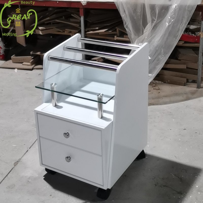 Modern Luxury White Salon Furniture Manicure Pedicure Hairdressing Cart Trolley For Beauty Nail Spa