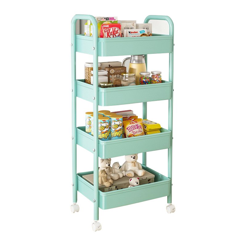 New Movable Kitchen Trolley 4 Layer Market Fruit Vegetables Display Corner Basket Drying Rack Shelves Storage Rack Pull Rotating