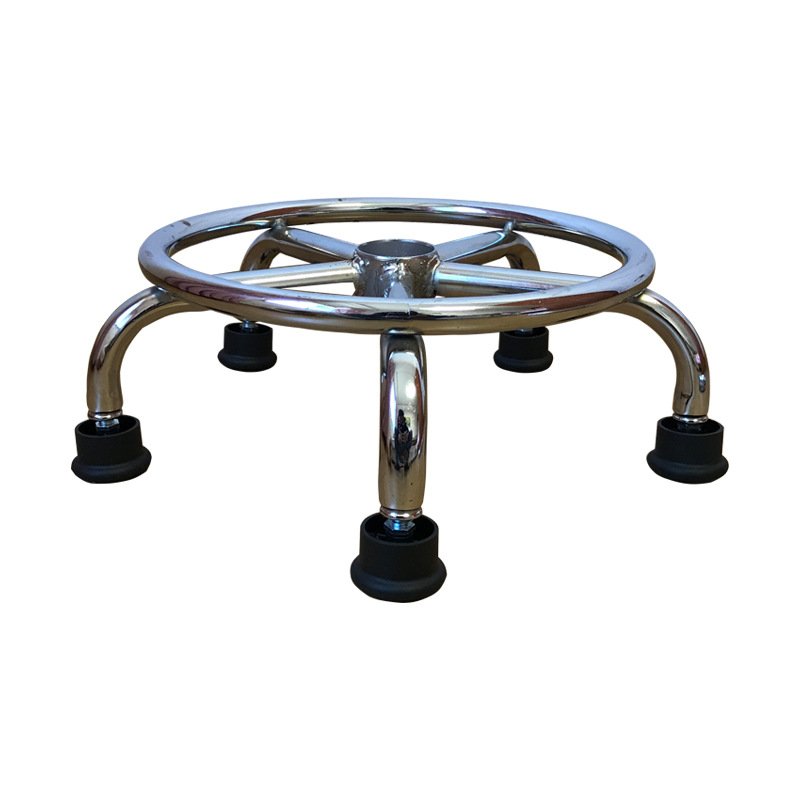 Silver cast iron metal movable bar barber chair base with wheel