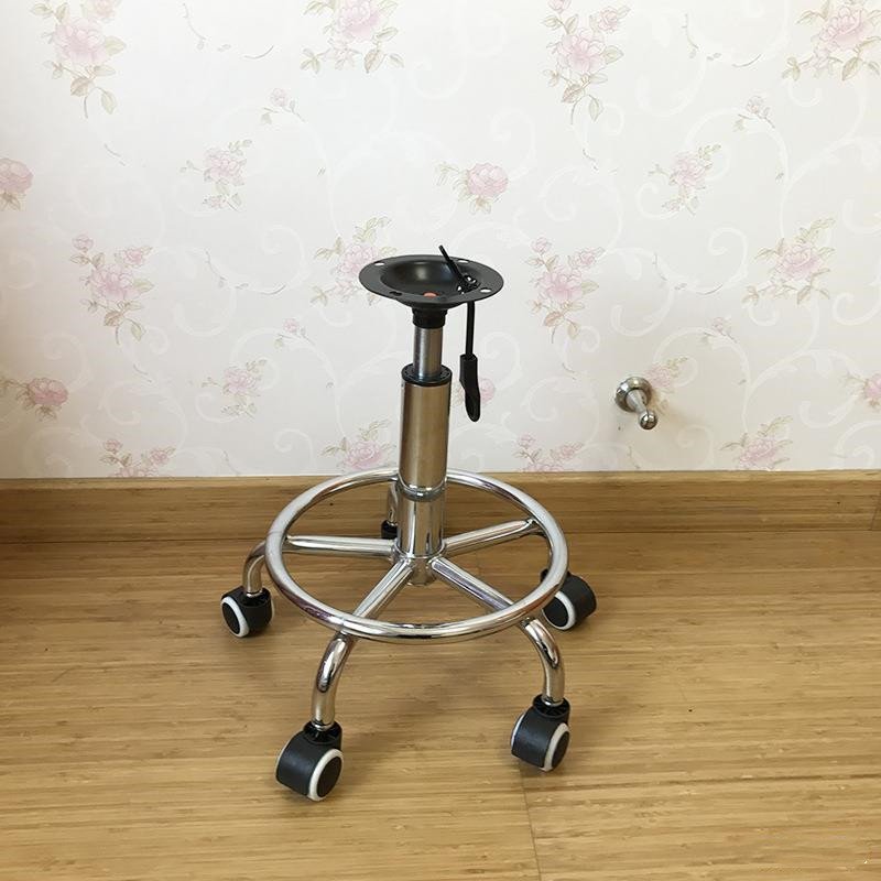 Silver cast iron metal movable bar barber chair base with wheel