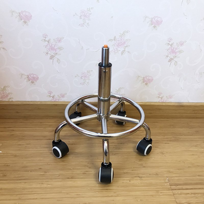 Silver cast iron metal movable bar barber chair base with wheel