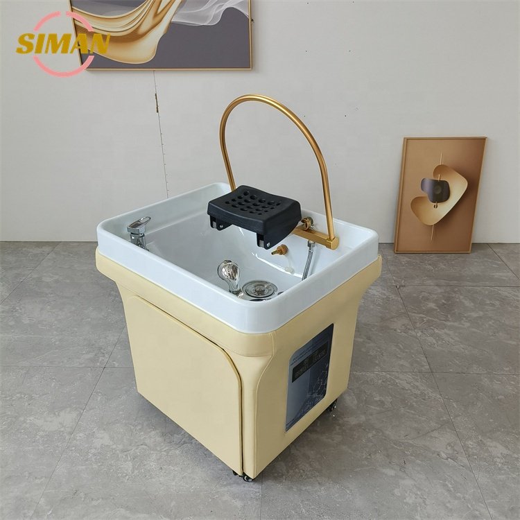 Siman portable shampoo bowl with water tank no plumbing with water circulation and steamer salon hair washing chair