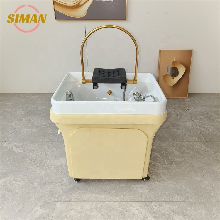 Siman portable shampoo bowl with water tank no plumbing with water circulation and steamer salon hair washing chair