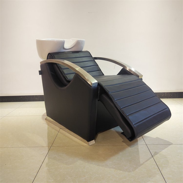 Kisen custom logo salon furniture design black white brown red electric massage shampoo chair spa with portable bowl sink