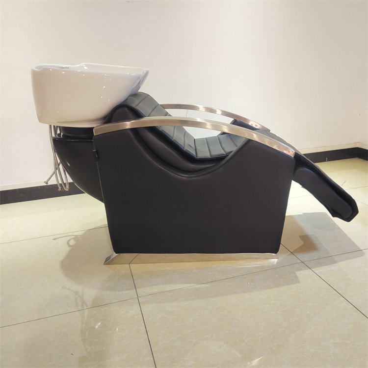 Kisen custom logo salon furniture design black white brown red electric massage shampoo chair spa with portable bowl sink