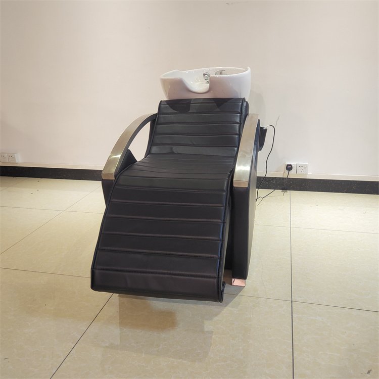 Kisen custom logo salon furniture design black white brown red electric massage shampoo chair spa with portable bowl sink
