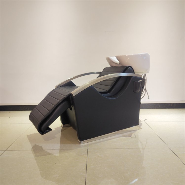 Kisen custom logo salon furniture design black white brown red electric massage shampoo chair spa with portable bowl sink