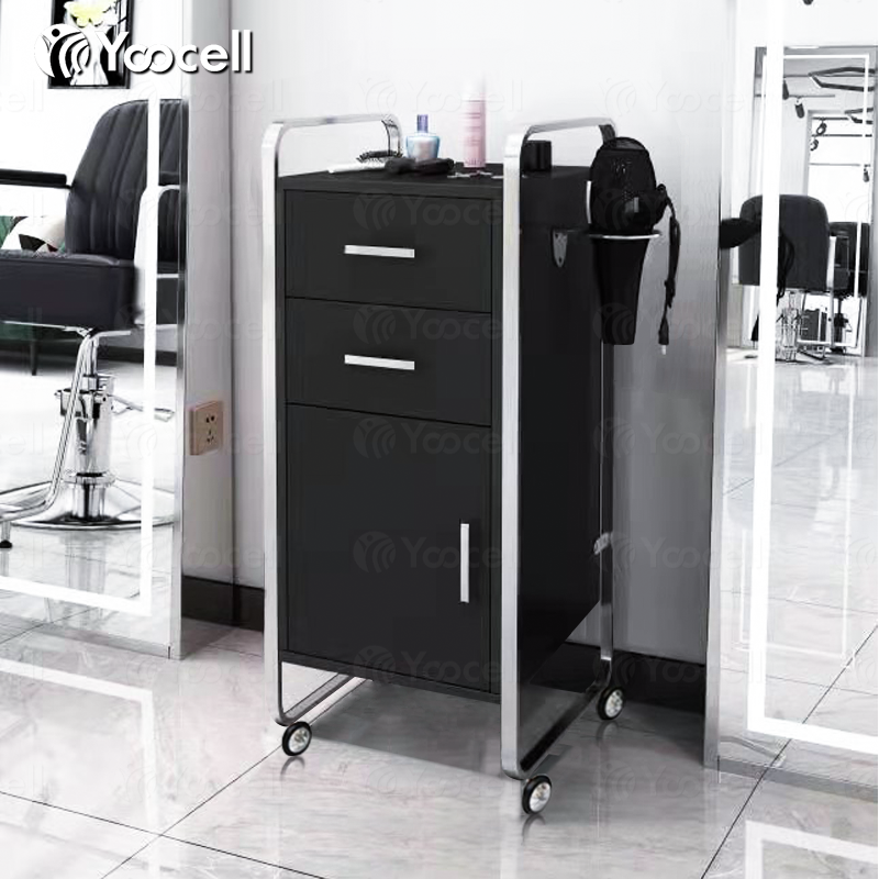 Black High-end Salon Equipment Beauty Nail Cart Tools Cabinet for Salon Furniture Hair Salon Stations Hair Cart
