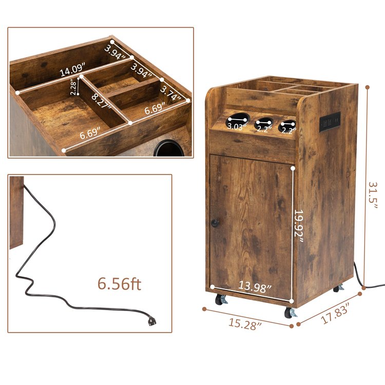 SPA Tattoo Hairdresser Barber Tool Makeup Storage Cabinet Salon Station Beauty Hair Styling Wooden Rolling Cart Trolley
