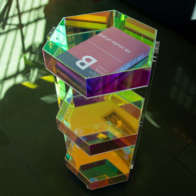 Luxury colorful acrylic mobile shelves beauty salon, barber shop movable trolley