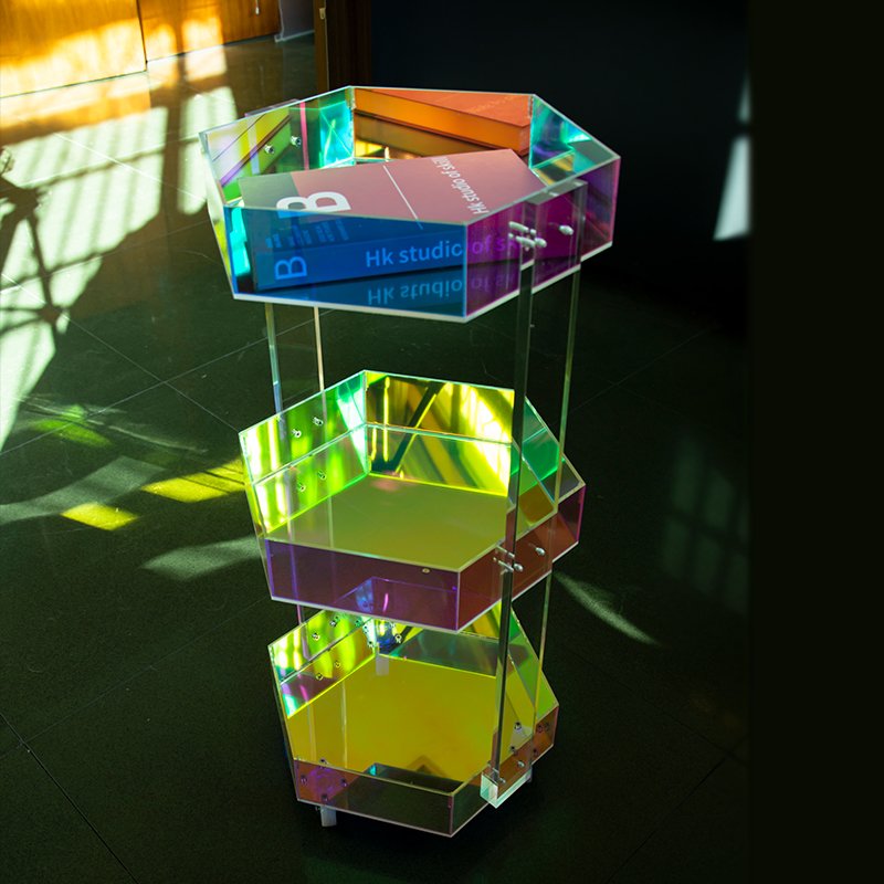 Luxury colorful acrylic mobile shelves beauty salon, barber shop movable trolley