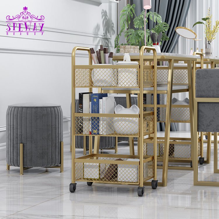 luxury golden salon trolley cart pedicure trolley cart wholesale