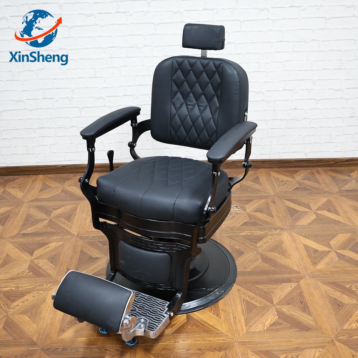 barber salon shop furniture round seat shaving chair relining backrest black old school barber chair for sale