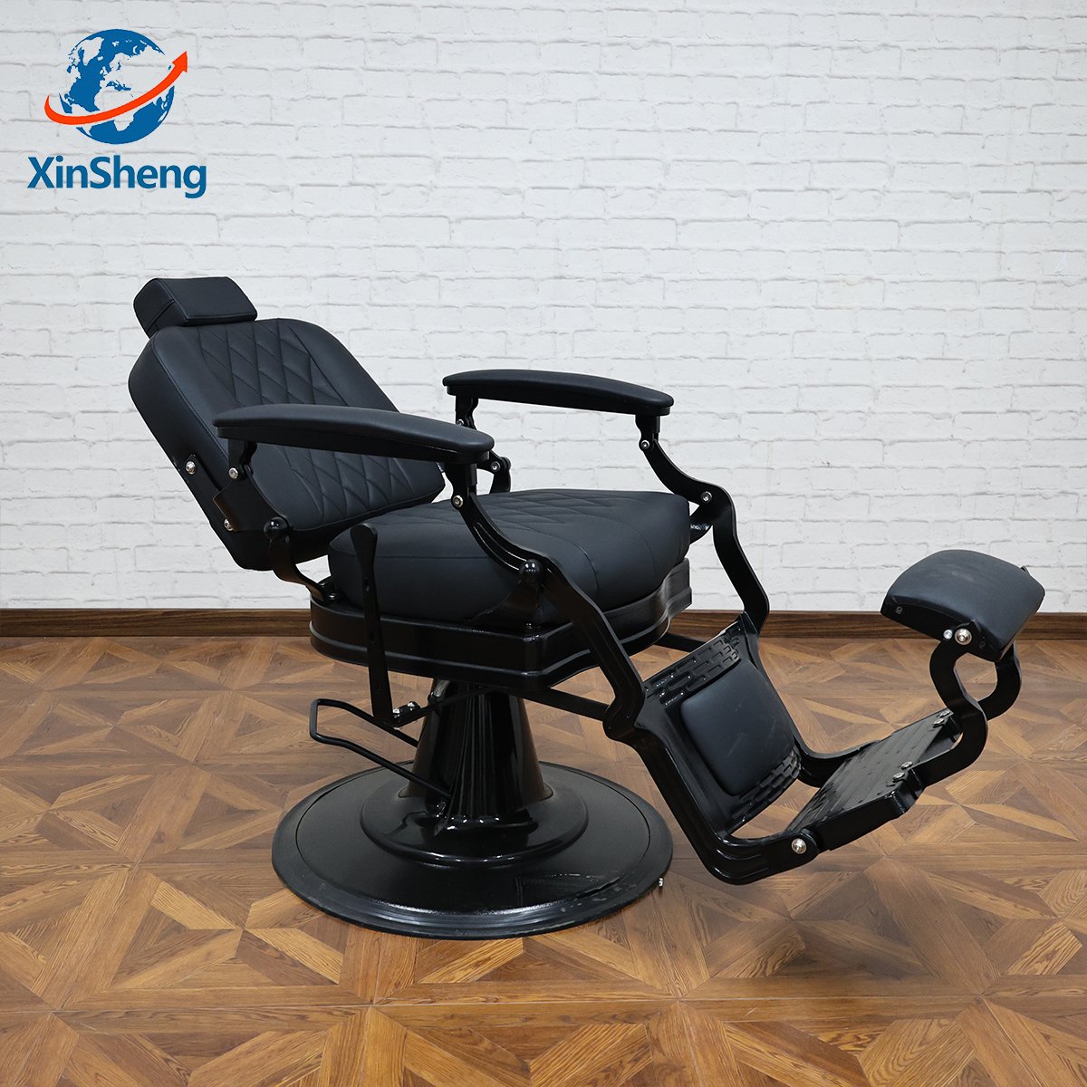 barber salon shop furniture round seat shaving chair relining backrest black old school barber chair for sale