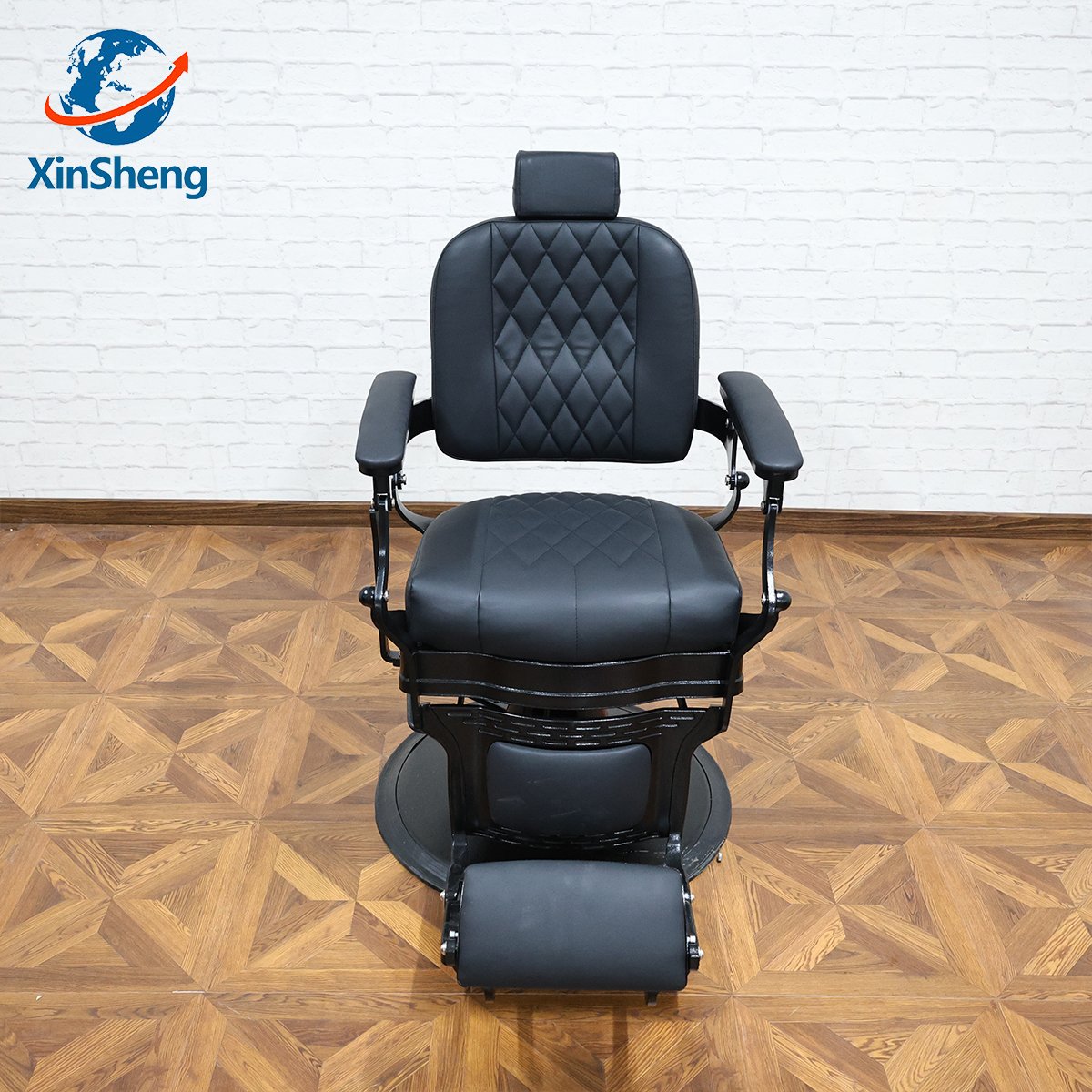 barber salon shop furniture round seat shaving chair relining backrest black old school barber chair for sale