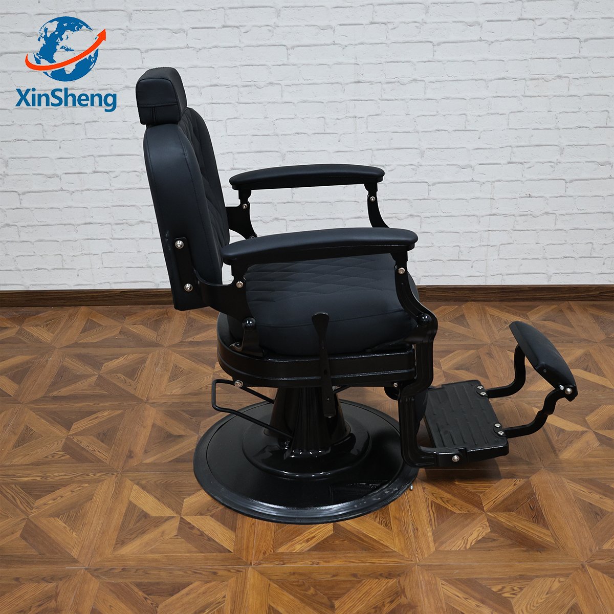 barber salon shop furniture round seat shaving chair relining backrest black old school barber chair for sale