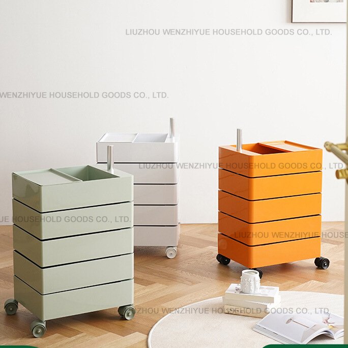 Minimalist Plastic Side Table Bedroom Nightstand Coffee Table Adjustable Rolling Hair Salon Trolley With Wheels Home Furniture