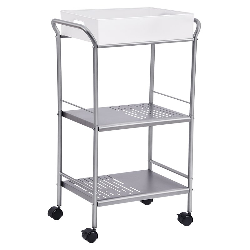 Factory Outlet 3 Tier Rolling Utility Cart Lockable Wheels Laundry Storage Cart With PP Storage Basket