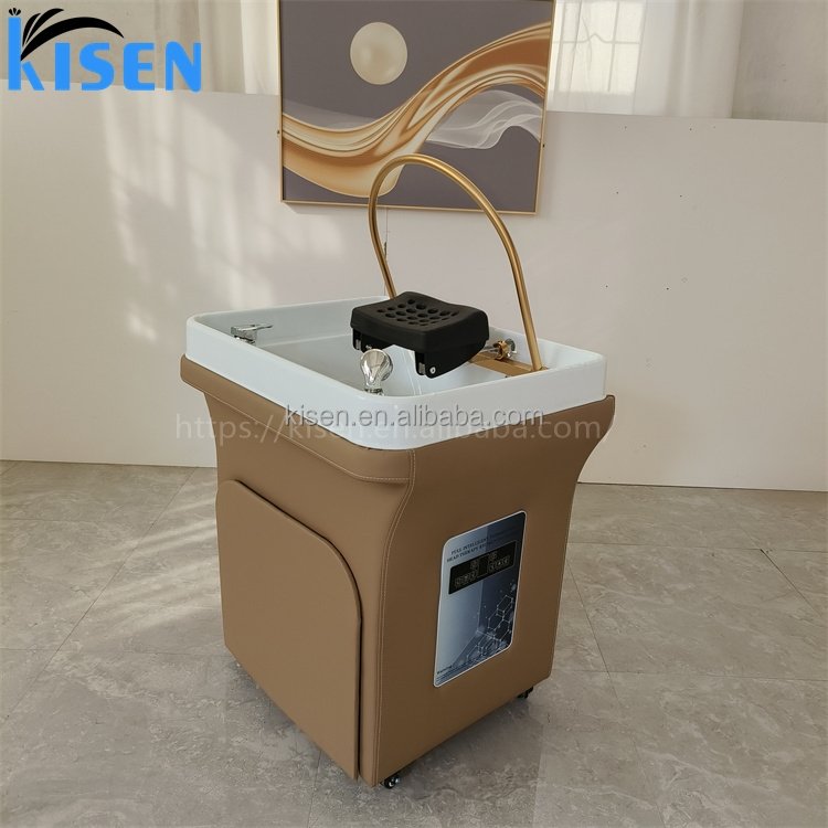 Kisen Luxury Portable Head Therapy Shampoo Plastic Bowl Sink With Plumbing Without Chair Bed For Beauty Hair Salon Use For Sale