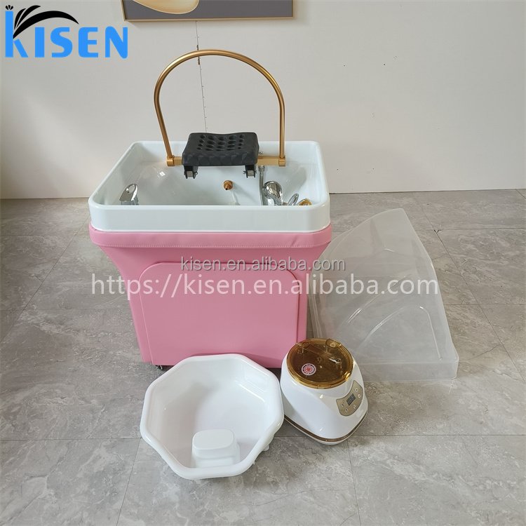 Kisen Luxury Portable Head Therapy Shampoo Plastic Bowl Sink With Plumbing Without Chair Bed For Beauty Hair Salon Use For Sale