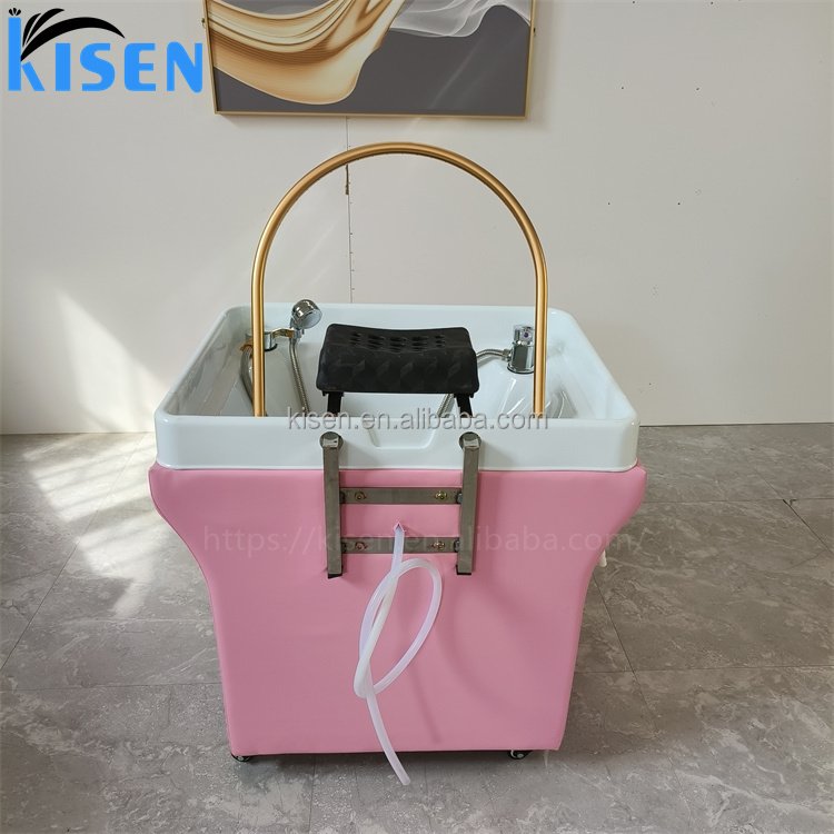 Kisen Luxury Portable Head Therapy Shampoo Plastic Bowl Sink With Plumbing Without Chair Bed For Beauty Hair Salon Use For Sale