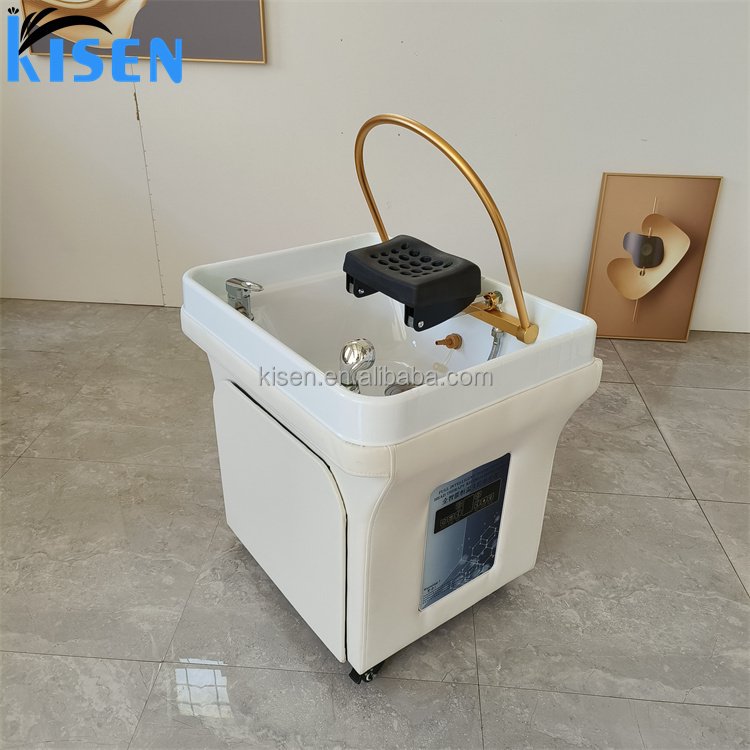 Kisen Luxury Portable Head Therapy Shampoo Plastic Bowl Sink With Plumbing Without Chair Bed For Beauty Hair Salon Use For Sale