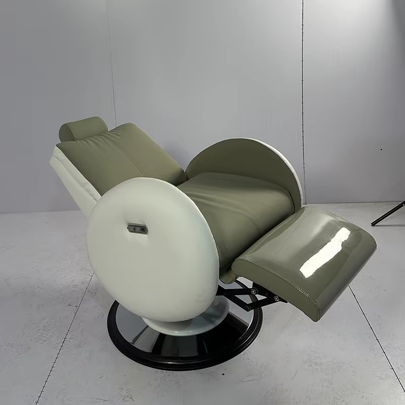Modern electric adjustable barbershop green leather styling chair 2 motor rotation hairdressing barber chair