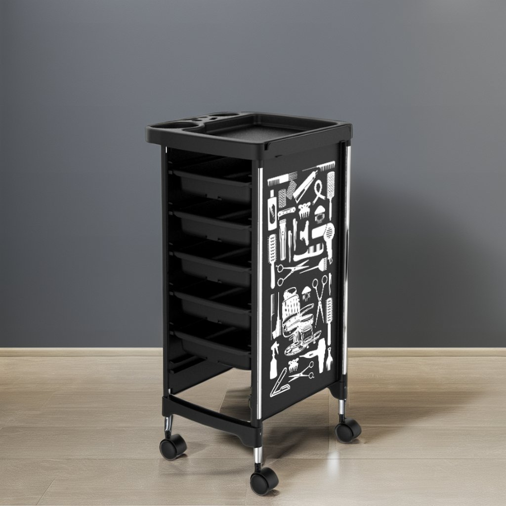 New Black Beauty Trolley Hot Metal Plastic Beauty Salon Trolley Hairdressing Cart For Bedroom Barber Shop School