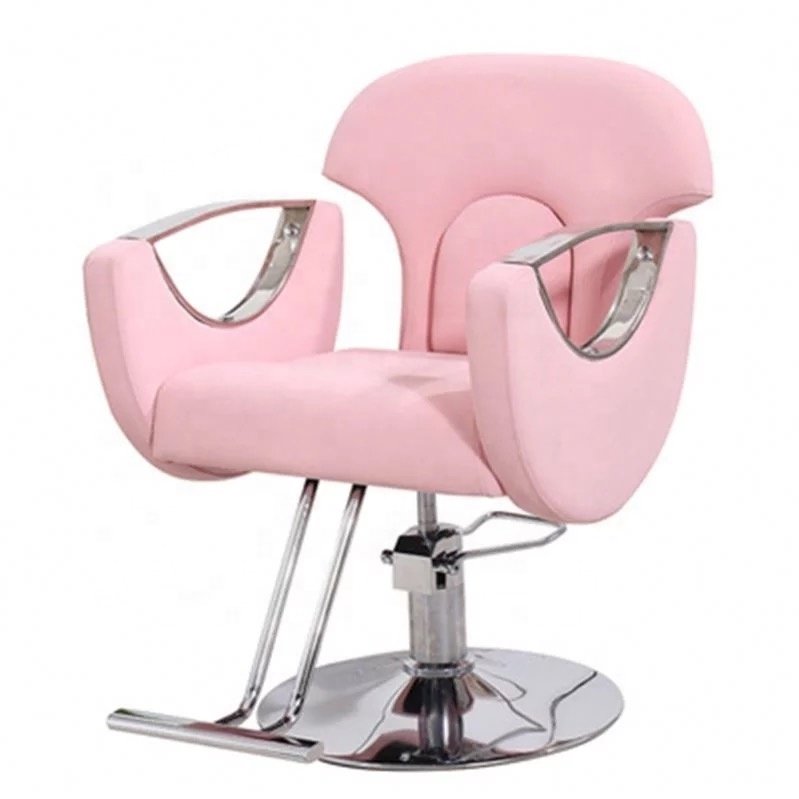 Wholesale Black Leather Haircut Beauty Chair with Hydraulic Reclining Feature Iron Chrome Base Salon Furniture Made in China