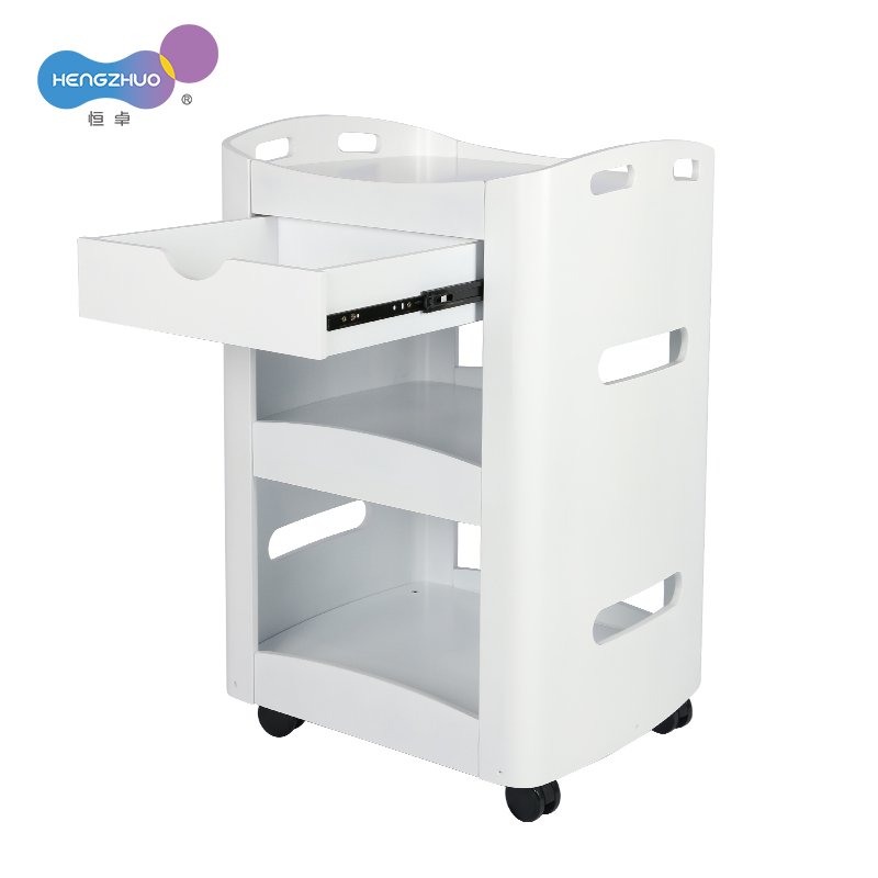 Cheap Beauty Hair Salon Trolley Wooden And Metal Hairdressing Salon Cart for Barber Station