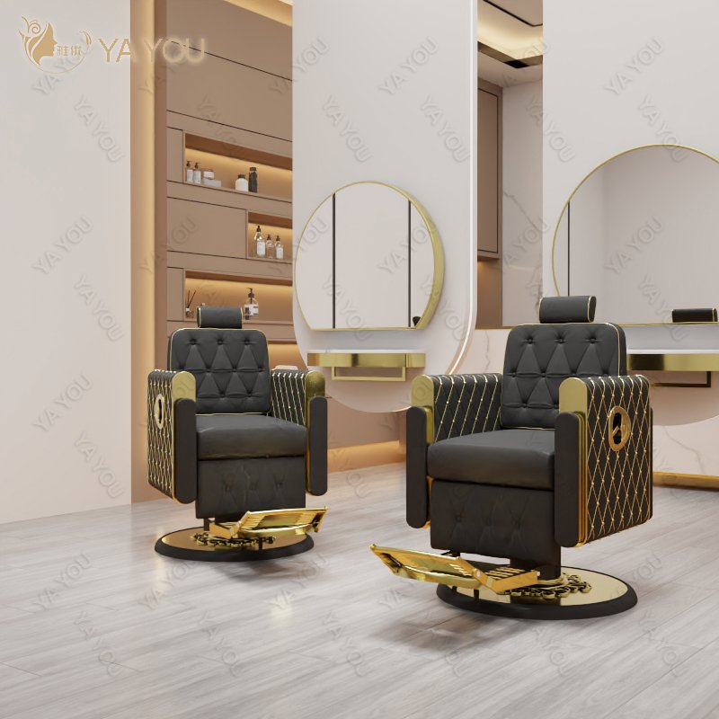 SAIYOU high quality extra large pump gold barber chair reversible retro chair custom color for barber shop