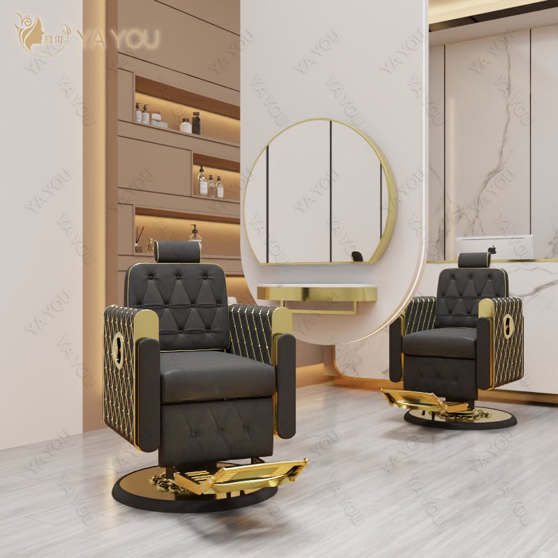 SAIYOU high quality extra large pump gold barber chair reversible retro chair custom color for barber shop