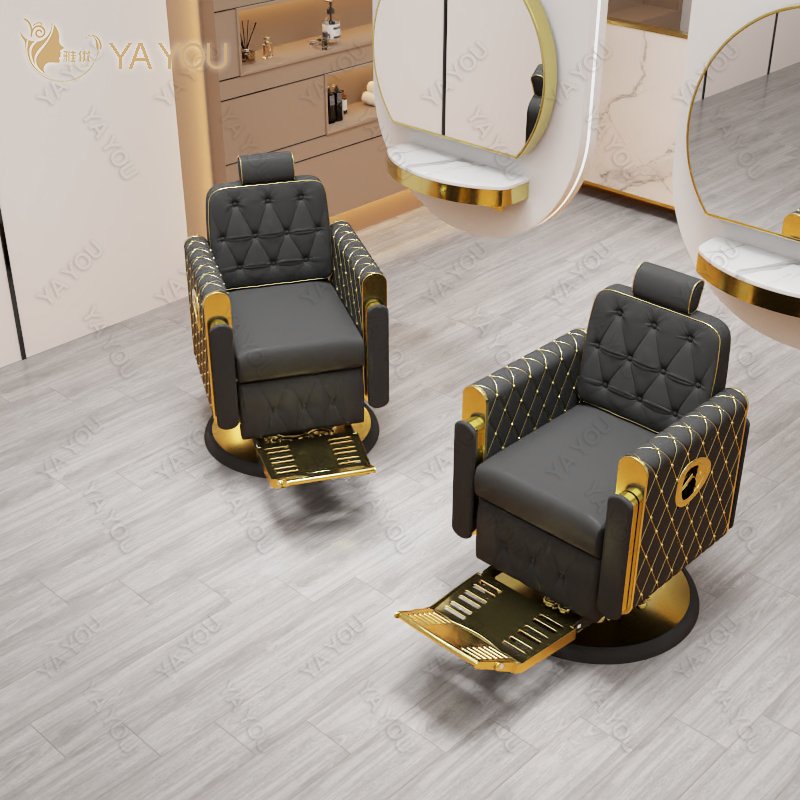SAIYOU high quality extra large pump gold barber chair reversible retro chair custom color for barber shop