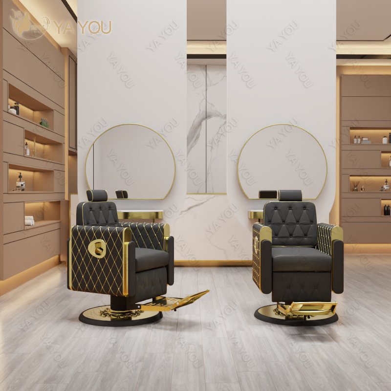 SAIYOU high quality extra large pump gold barber chair reversible retro chair custom color for barber shop