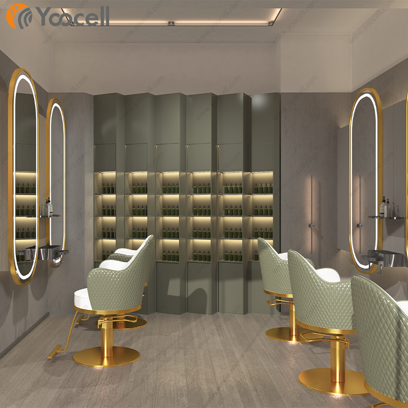 Yoocell gold metal round base great FoShan Factory wholesale green vintage hair salon chairs furniture hairdressing chair