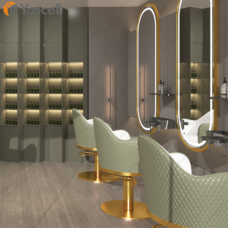 Yoocell gold metal round base great FoShan Factory wholesale green vintage hair salon chairs furniture hairdressing chair