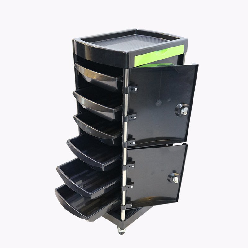 Cheap Beauty Salon Furniture Hair Salon Trolley Cart Hair Styling Iron with Plastic Traditional 2pcs/ctn 4 Wheels Painting Black