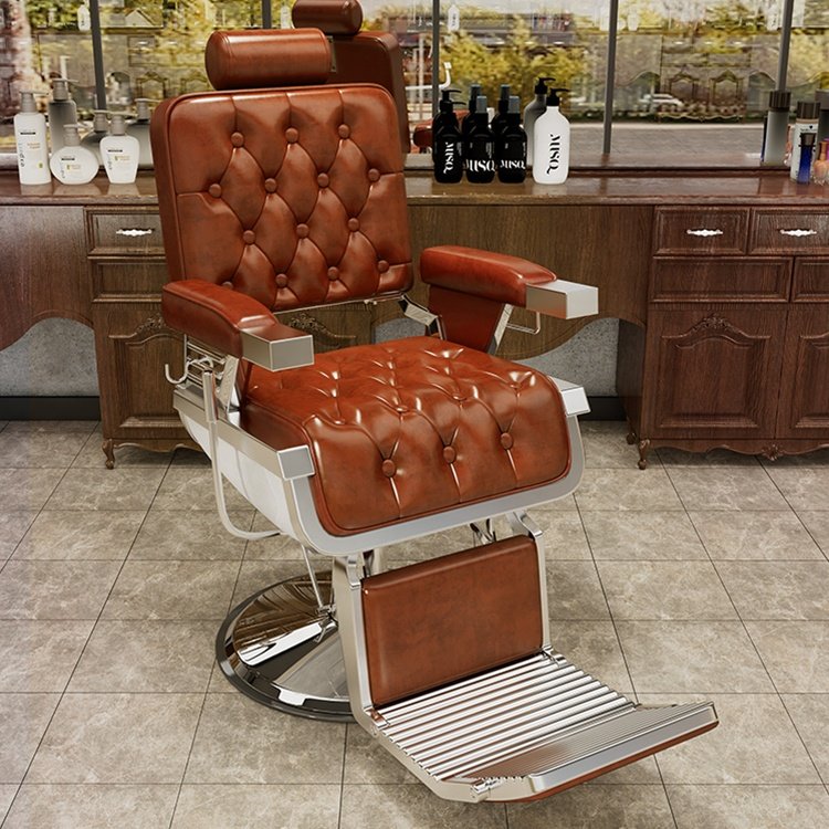 High quality modern hair salon equipment barbershop red shaving chair reclining antique barber chair for men