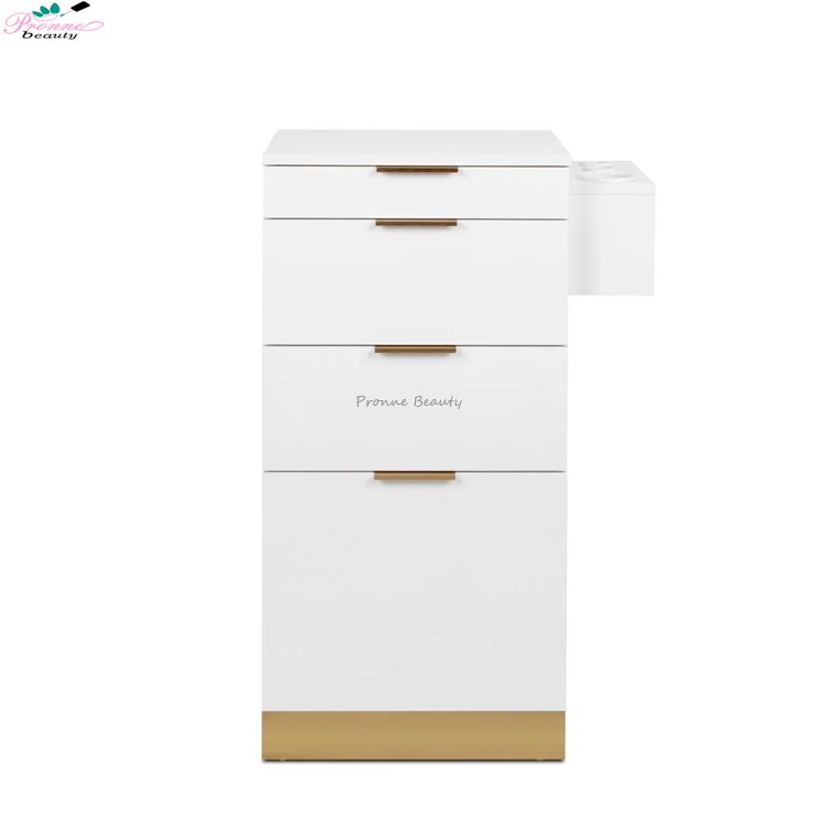 New white barbershop cabinet styling station salon equipment and tools salon trolley