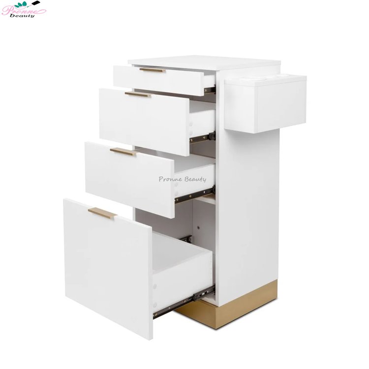 New white barbershop cabinet styling station salon equipment and tools salon trolley