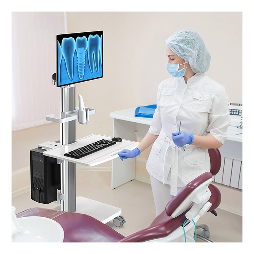 Hospital Medical Dental Oral Scanning Cart for Hospital Dental with Monitor Mount Oral Scanner Holder