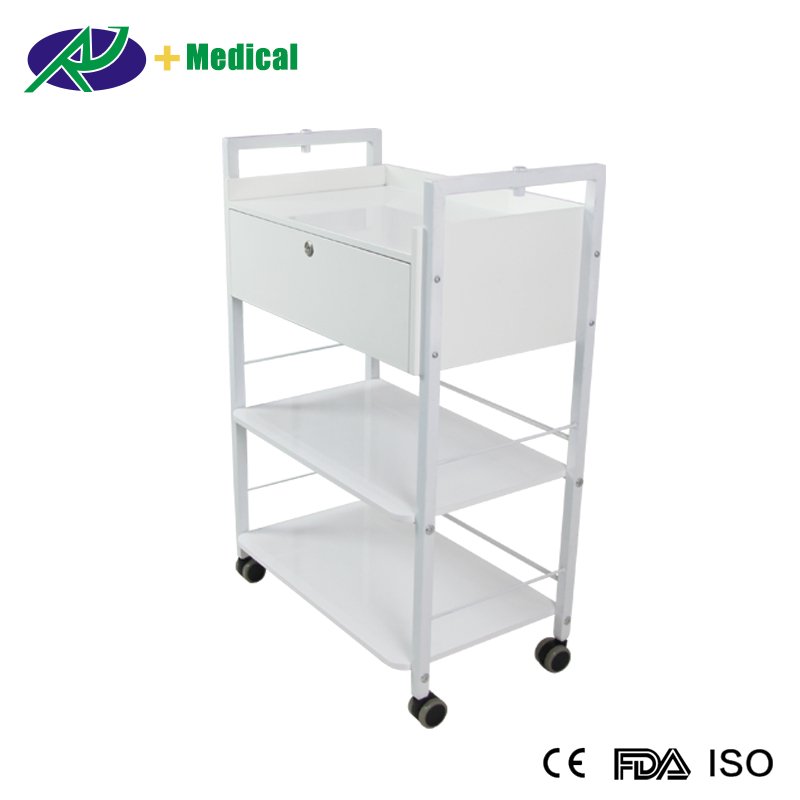 medical spa manicure Multi-function white wood beauty salon trolley