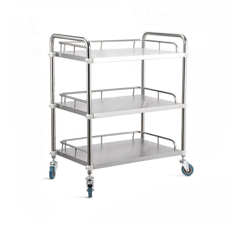 Low Price Promotion Stainless Steel Emergency Treatment Trolley Hospital Cart With Wheels