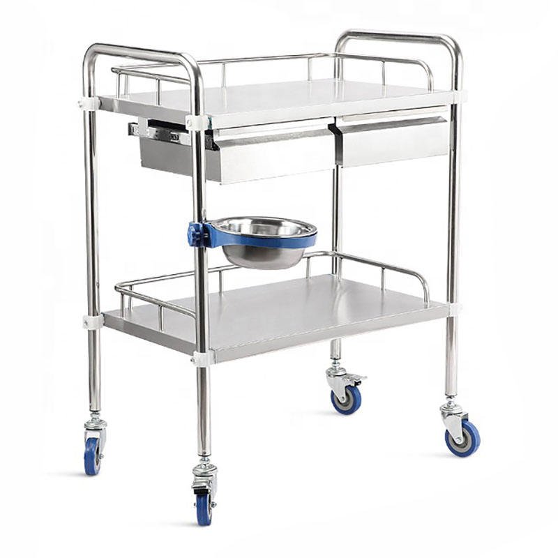 Low Price Promotion Stainless Steel Emergency Treatment Trolley Hospital Cart With Wheels