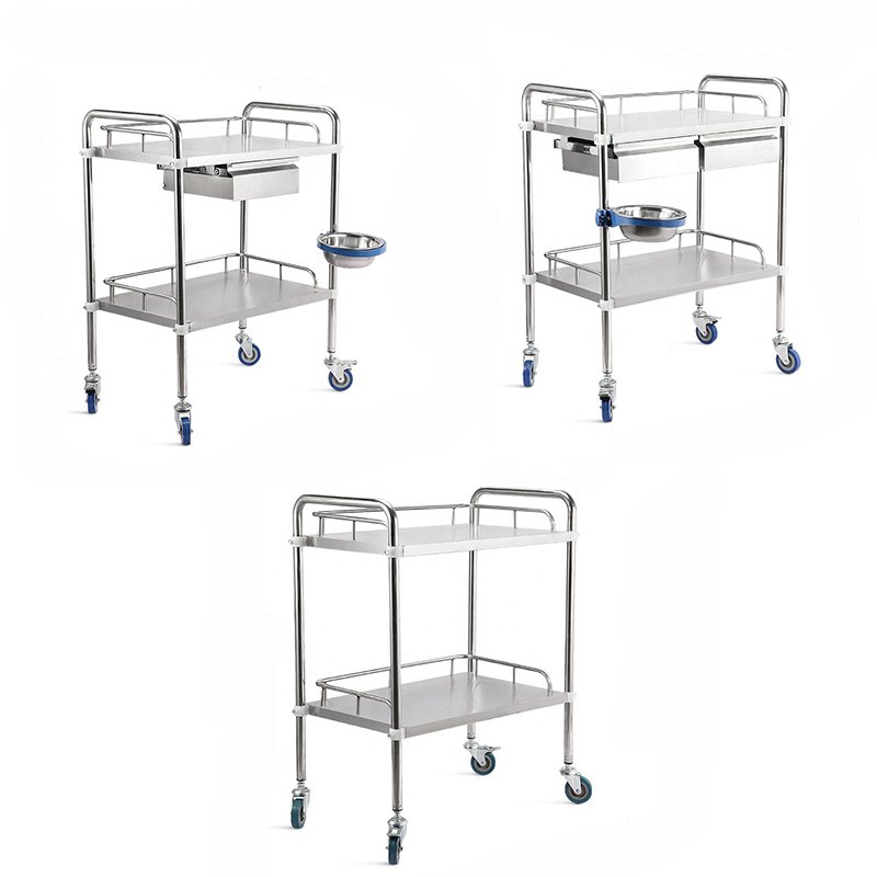 Low Price Promotion Stainless Steel Emergency Treatment Trolley Hospital Cart With Wheels