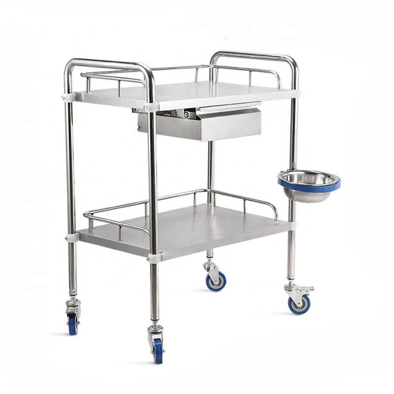 Low Price Promotion Stainless Steel Emergency Treatment Trolley Hospital Cart With Wheels